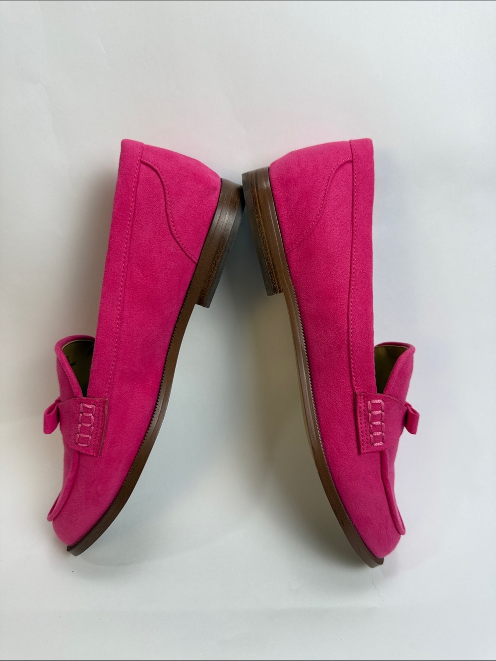 J. Crew Women's Synthetic Suede Bow Loafers in Sweet Fuchsia Size 8.5 - Picture 7 of 13